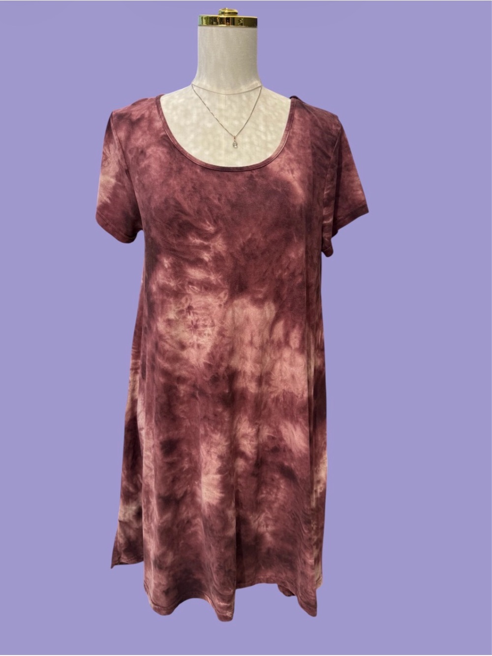 Red Burgundy Tie Dye Tshirt Dress Medium